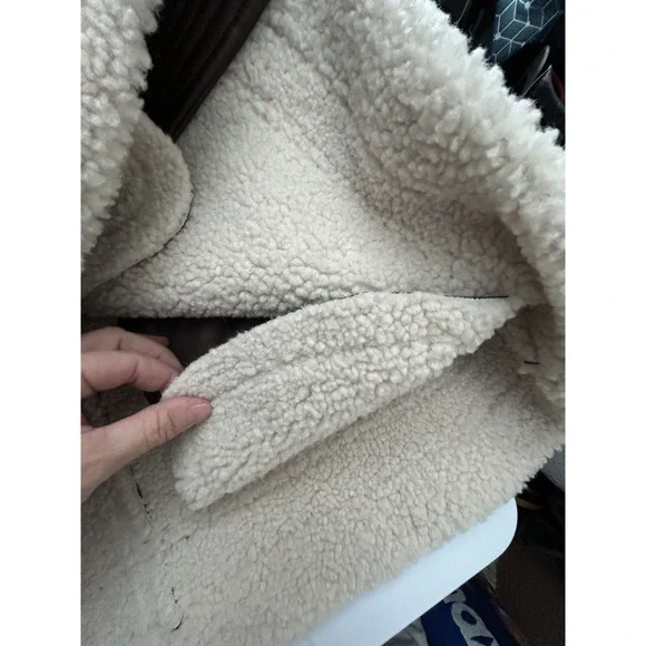 Hudson Jeans Faux Brown Shearling-Collar Bomber Jacket XL. NWT $238.00 - Picture 8 of 9